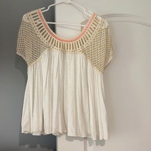American Eagle Cream Crochet Top